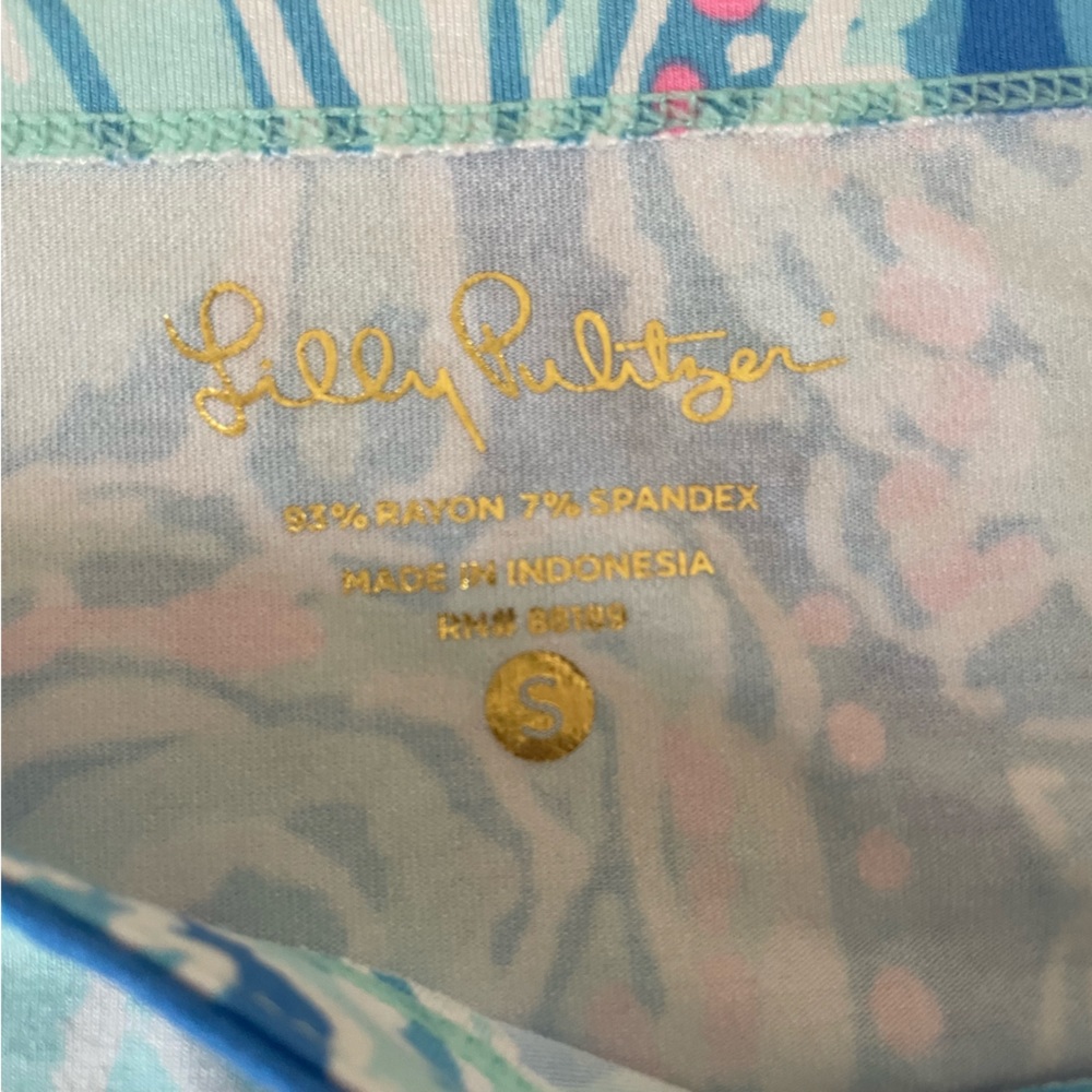 Lilly Pulitzer UPF 50 + Cotton SOPHIE DRESS Bay Blue Pink Into the Deep S - Picture 7 of 7